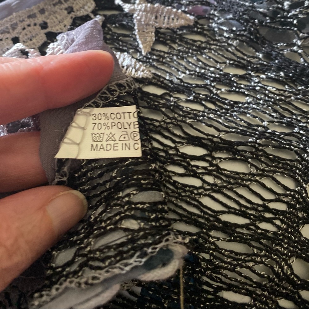 Triangle Scarf Shawl Sheer Embellished Perfect for Prom Wedding Travel!! Vintage - Picture 9 of 11